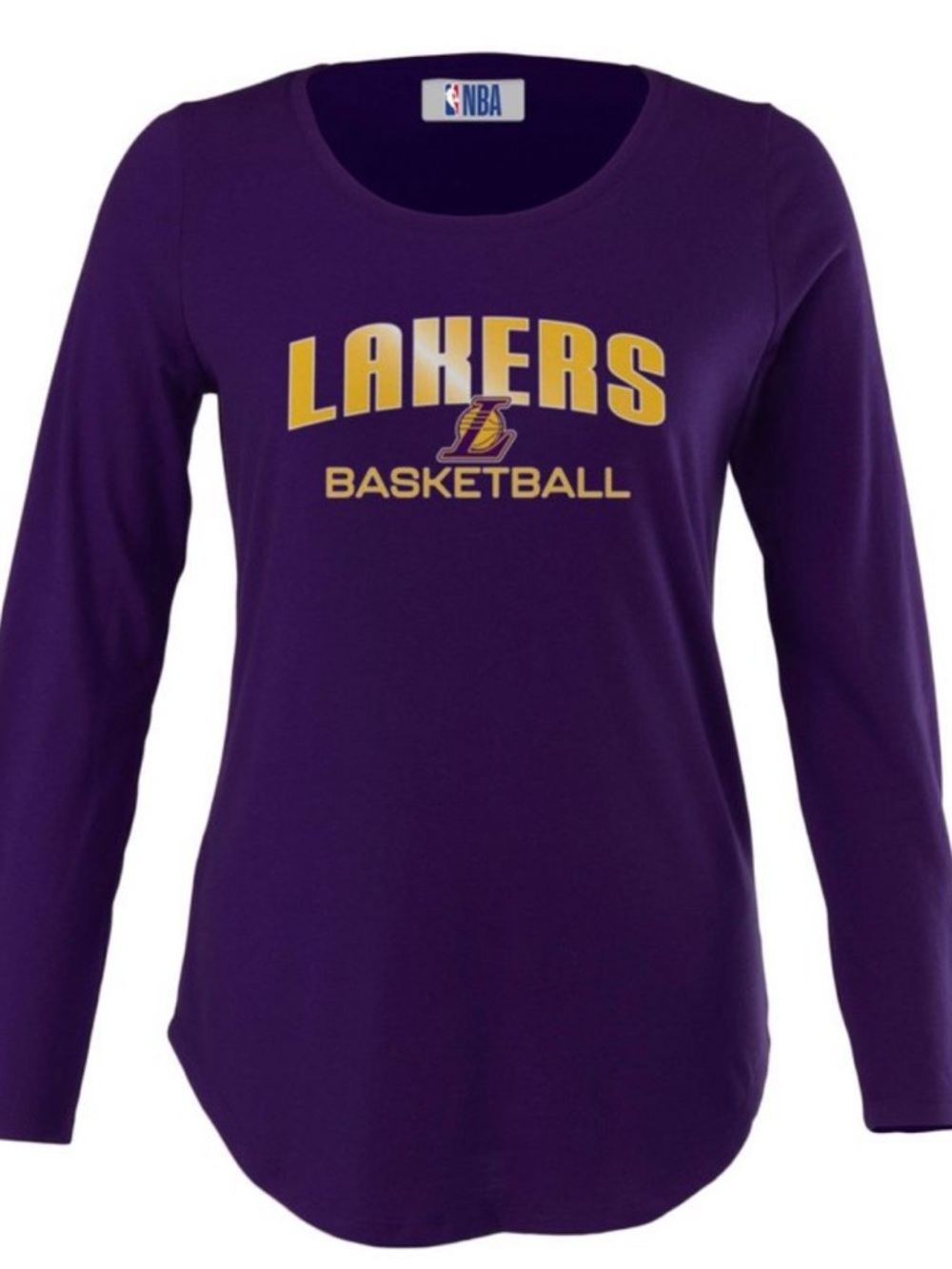 NBA Los Angeles Lakers Women's Long Sleeve Crew Neck Fashion T-Shirt